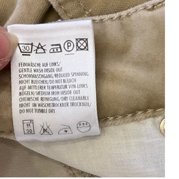 Escada Sport Womens Velvet Pants 10 Kate Bootcut Italy Stretch Holiday Beige - Picture 13 of 16